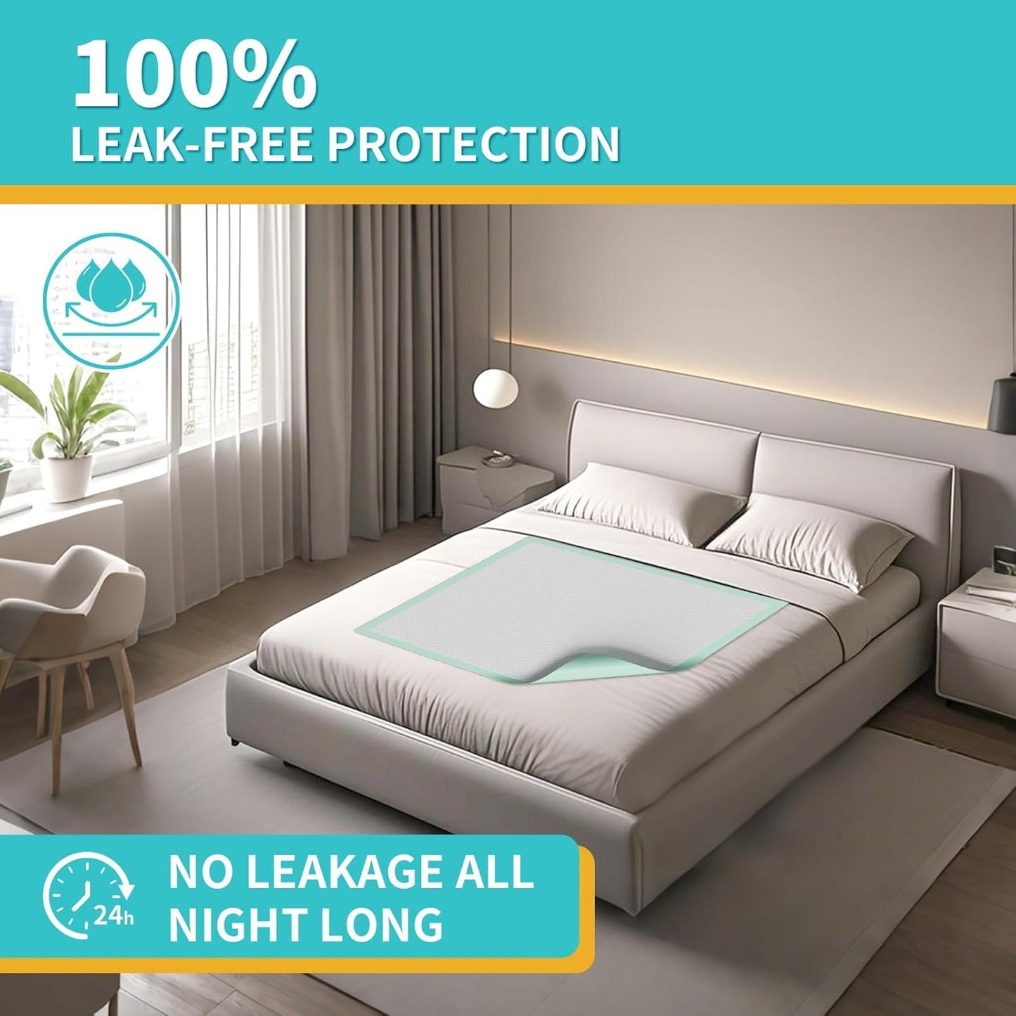 Disposable Bed Pads 40"X36" Extra Large Chucks Pads for Adults 130G Heavy Duty Pads Super Absorbent Underpads Waterproof Pee Pads for Incontinence, Mattress or Large Pets [100x91CM, 20pcs]