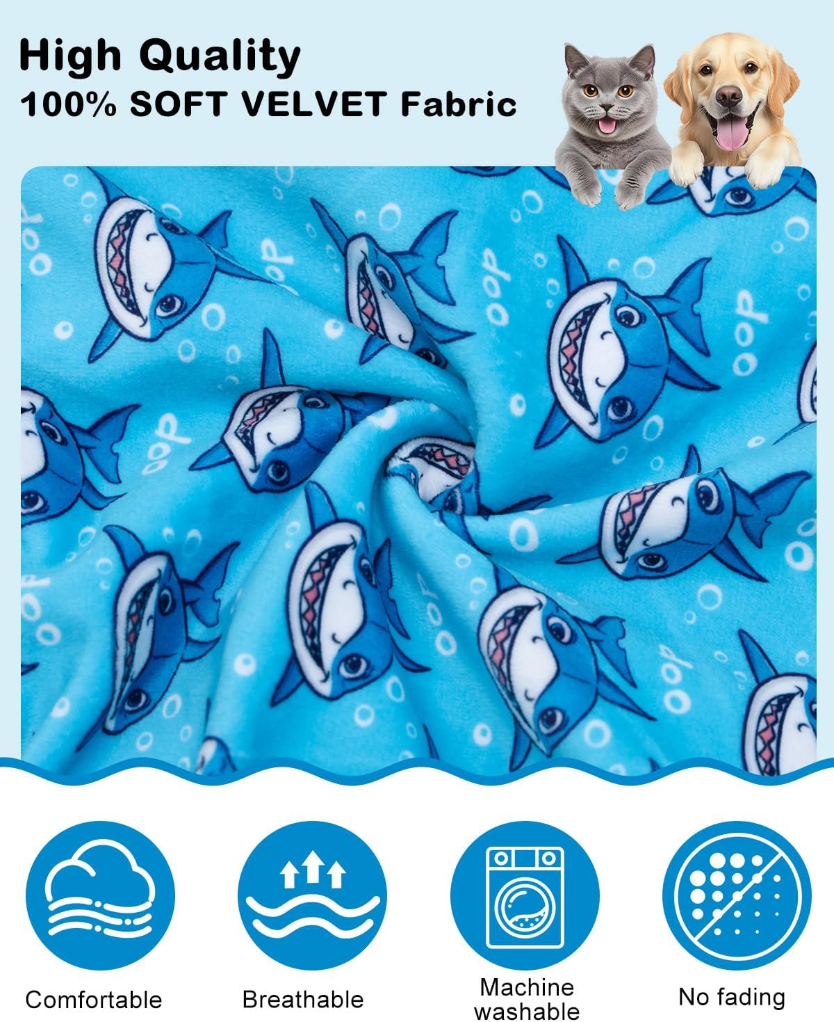 CuteBone Shark Costume Dog Pajamas, Stretchy Spandex Crystal Velvet Sleepwear Coat for Small Dogs, Soft & Warm Pet Outfit Clothes for Cold Weather, Cozy Pullover Design COSP07-4XL