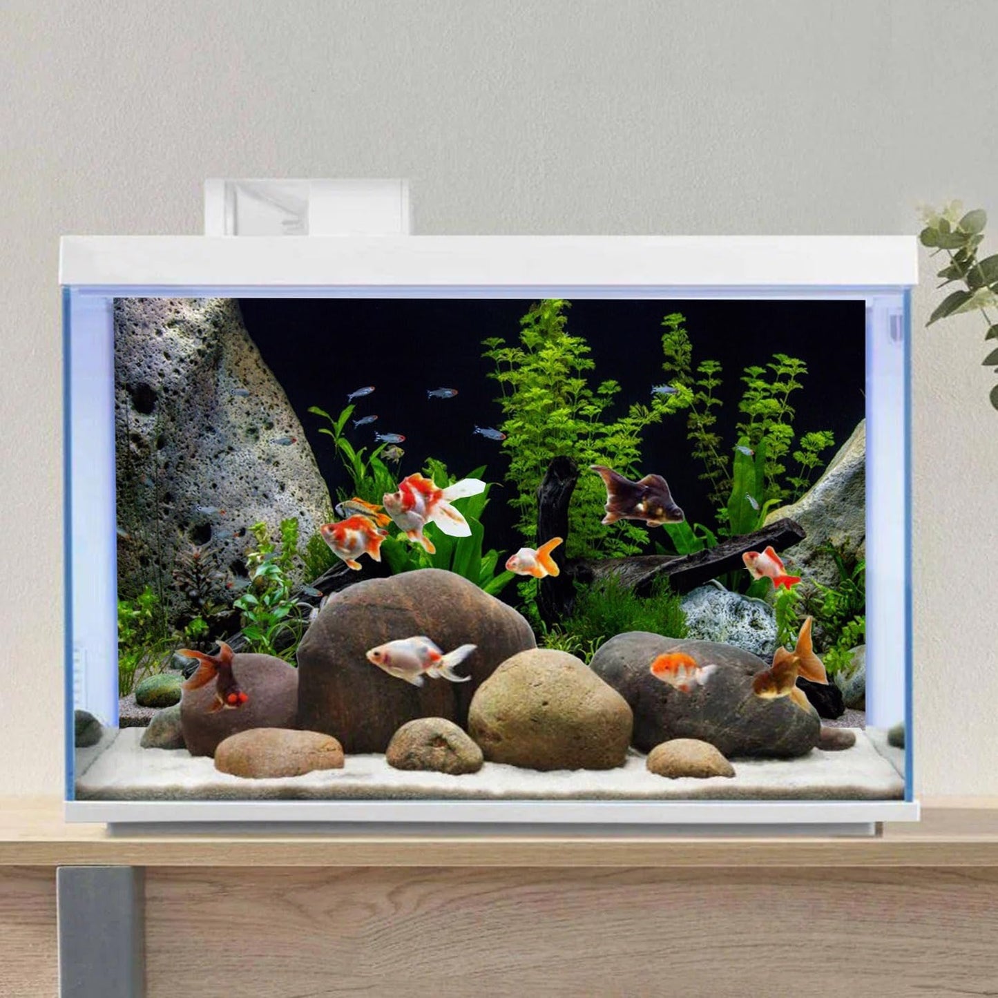 AWERT Vinyl Underwater Aquatic Plant Fish Tank Background Stone River Bed & Lake Aquarium Background 30x12 inches