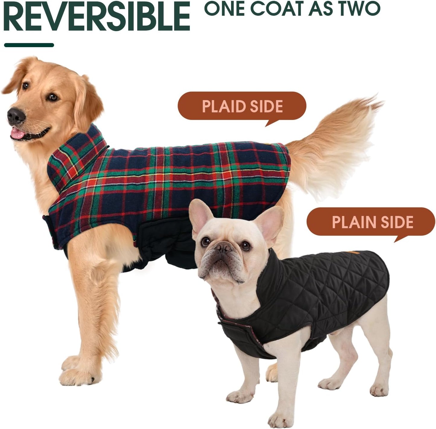 Kuoser Warm Dog Coat, Waterproof Dog Jacket for Extra Large Dogs, Adjustable Durable XL Doggie Winter Coat Reversible Cozy Puppy Cold Weather Apparel from Small to Large Breed, RoyalBlue XL