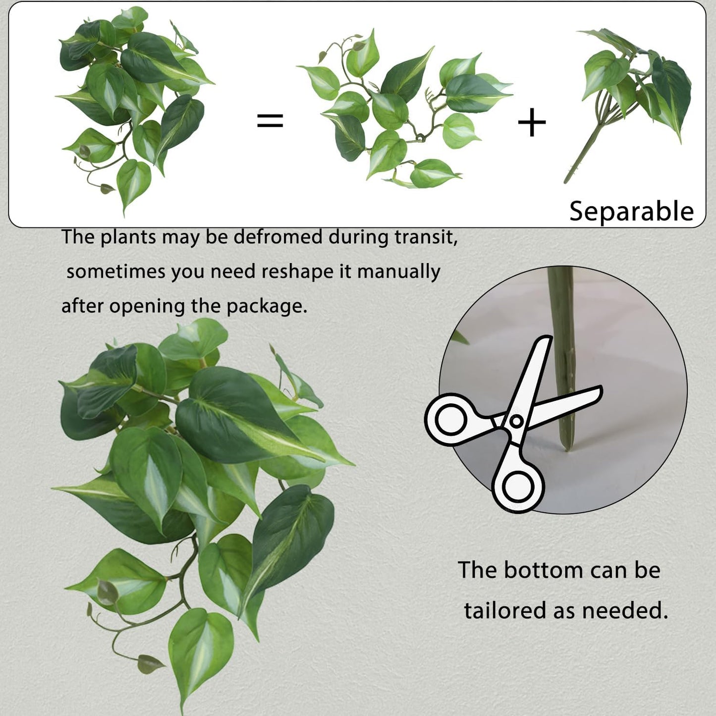 IBWell Fake Reptile Plants for Reptile Terrarium Plants, Reptile Plant Décor, Turtle Tank Plants with Suction Cup