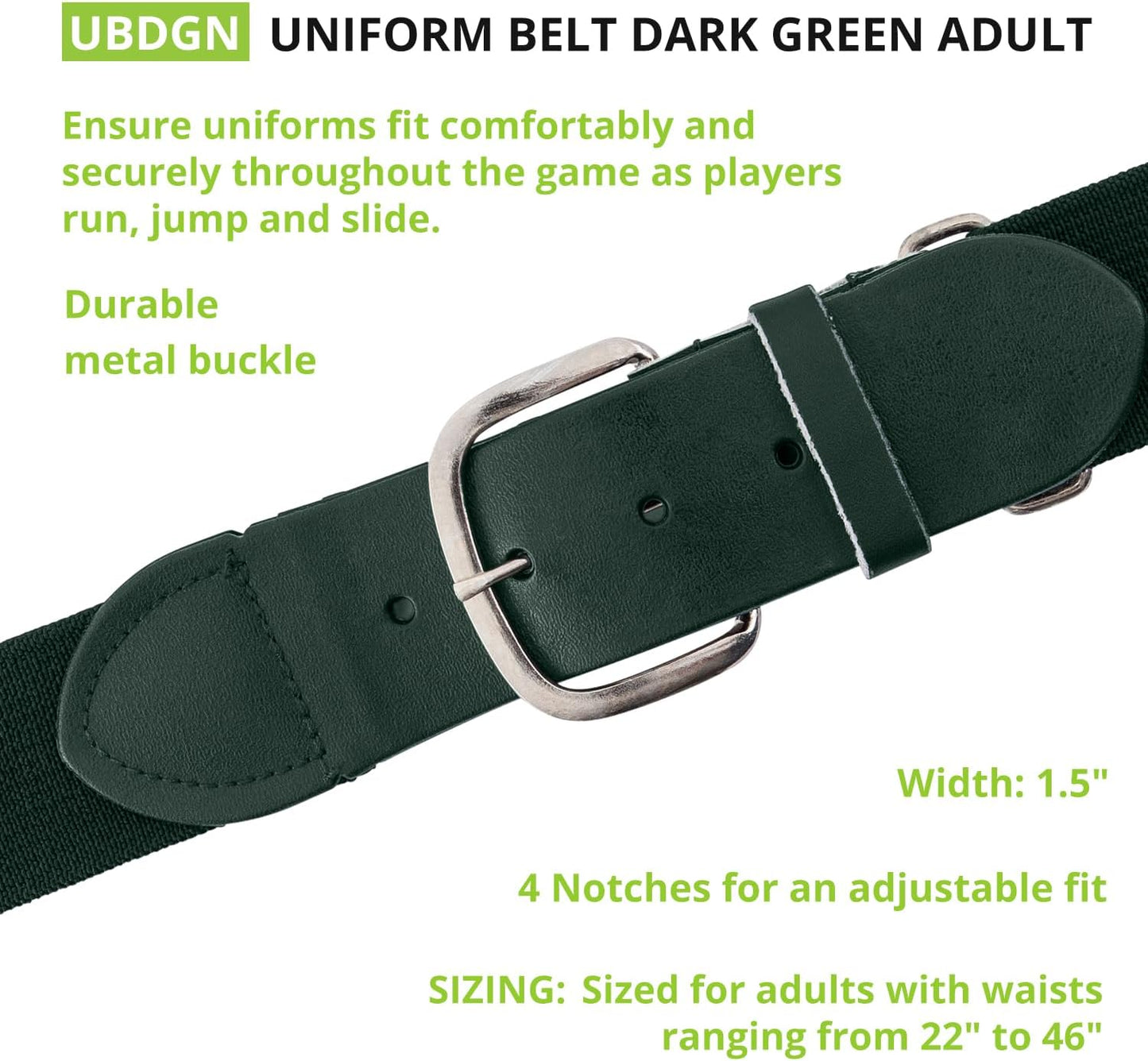 Champion Sports Baseball/Softball Uniform Belt, Comfort Stretch Fit Durable Syntex Tab - Youth & Adult Sizes, Multiple Colors