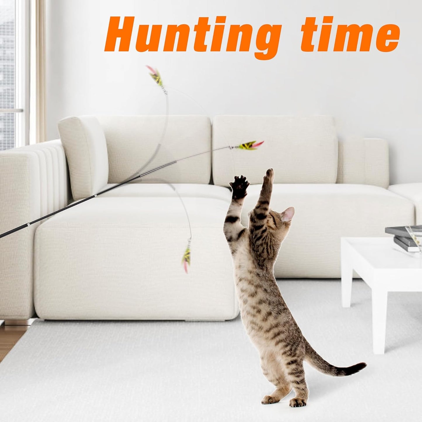 JXFUKAL Cat Feather Toy Refills, 3Pcs Simulation Mini Insects Cat Lures Wand Attachment Replacement for Kitty Kitten Indoor Accessories