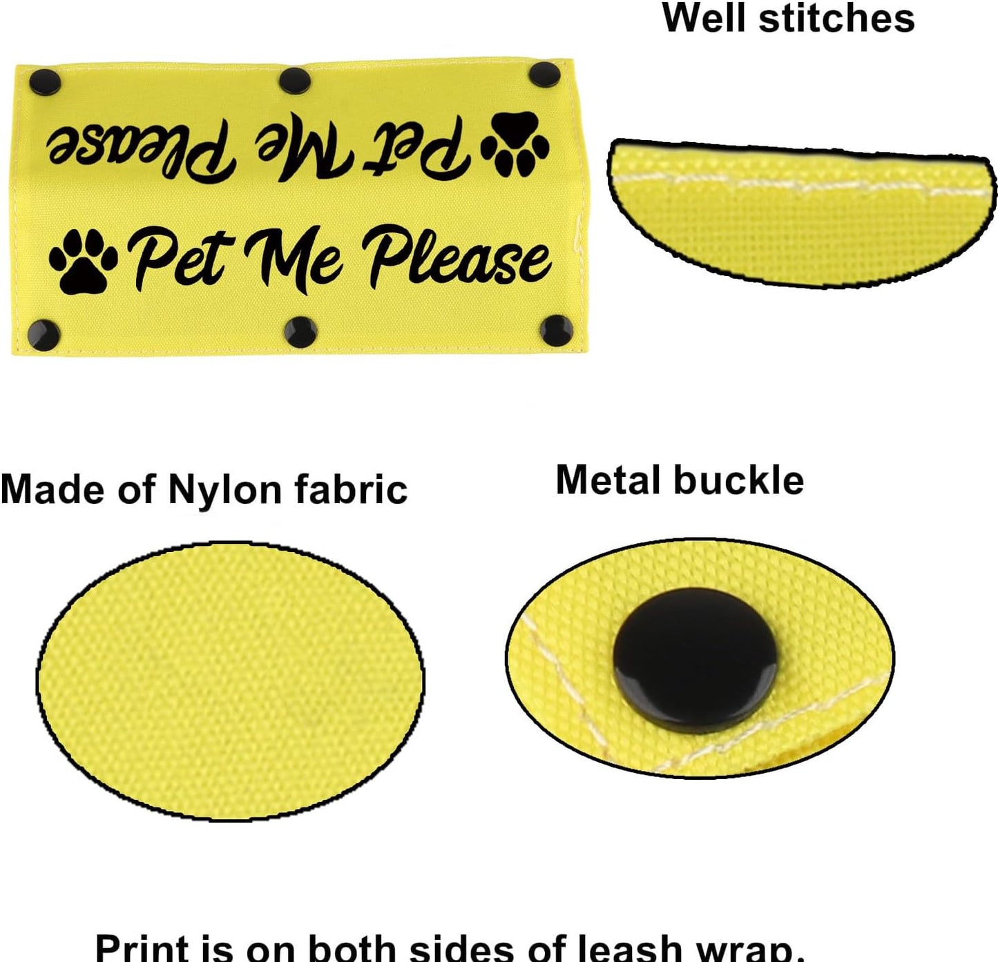 Funny Dog Leash Sleeve Pet Me Please Dog Leash Wrap Wrap Alert Hanging ID Patch Tag Pet Birthday Gift(Pet Me Please) (Pet Me Please-YE Sleeve)