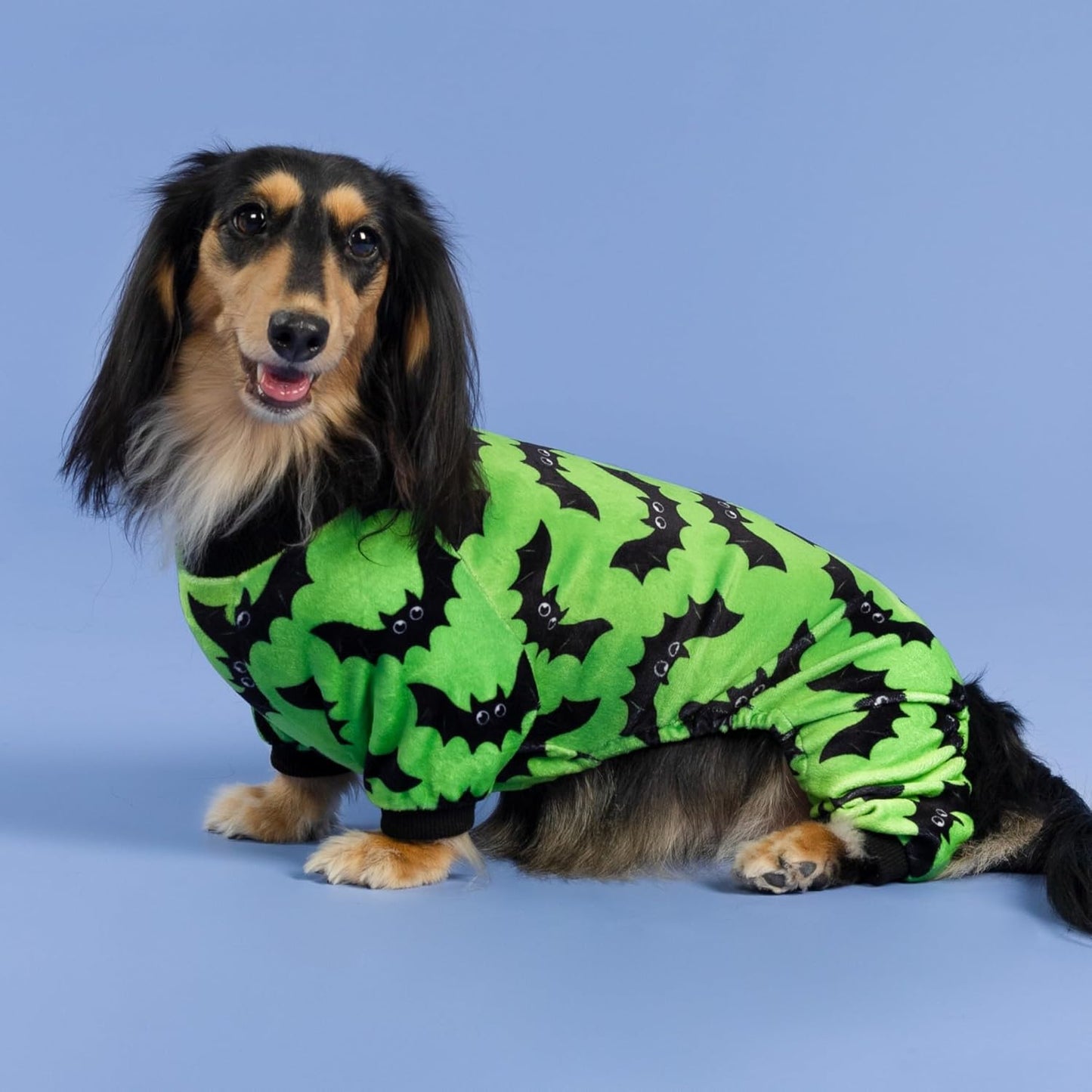 Fitwarm Halloween Bat Dog Pajamas, Funny Costumes for Small Dogs Boy Girl, Pet Outfit, Lime Green, Black, Small
