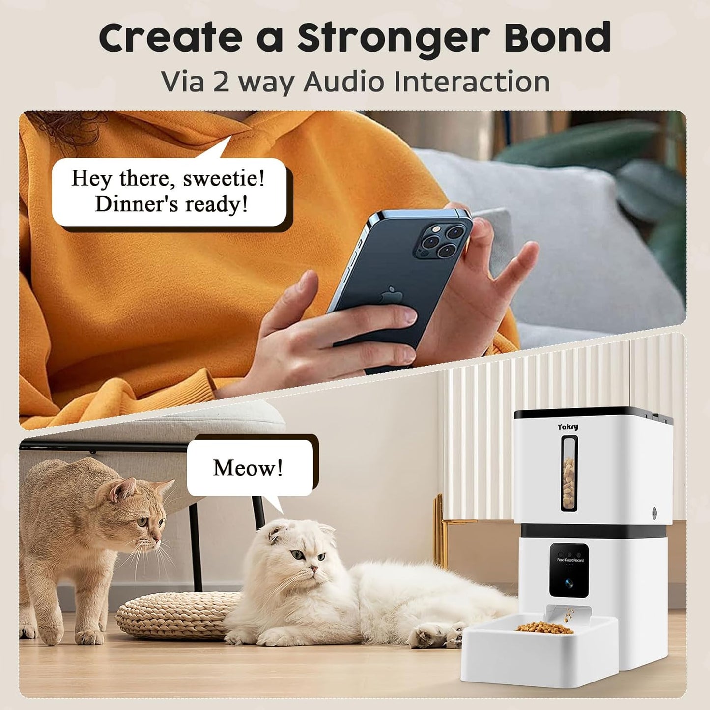 Automatic Dog Feeder with Camera WiFi: 33 Cups 5G App Control Easy Setup Cat Food Dispenser - HD 1080P Video Recording Timed Pet Feeder for Cat Dog Small-Pet