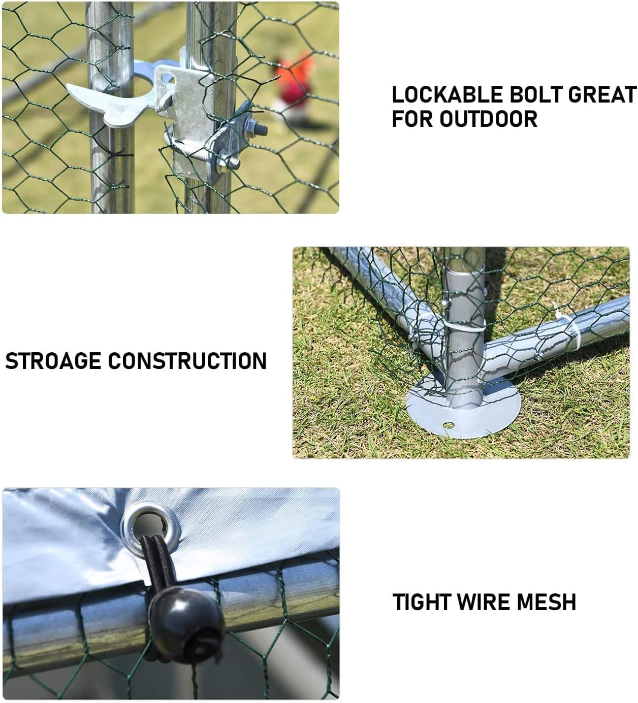 1.26’’ Large Metal Chicken Coop Walk in, Chicken Pen for Chickens, Outdoor Chicken Runs Coops Dog Kennel, Spire Roofed Chicken Runs for Yard with Anti-Ultraviolet Cover (9.8’Lx26.2’Wx6.4’H)