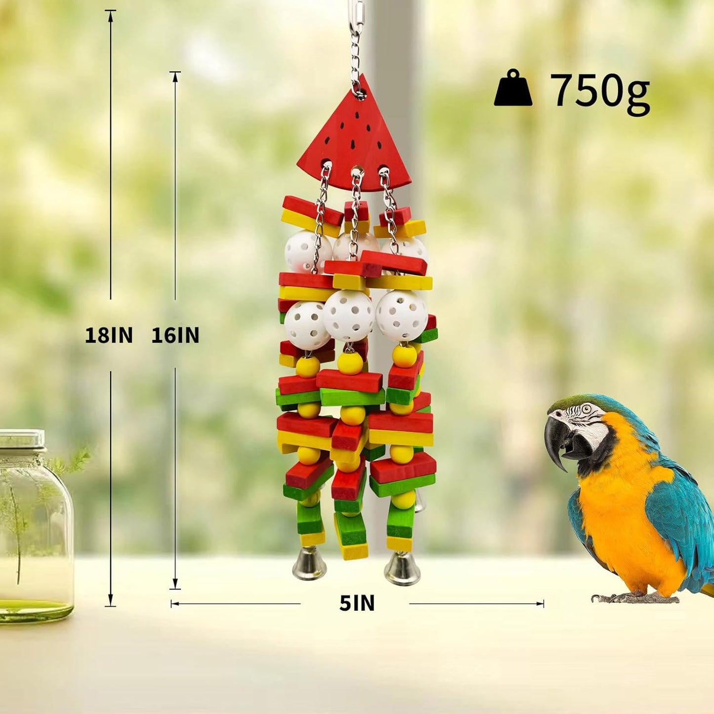 Bird Toys for Parrots Medium Large Bird Parrot Toy for Cockatoos, Cockatiels, Conure Parakeets Natural Wooden Chewing Toys