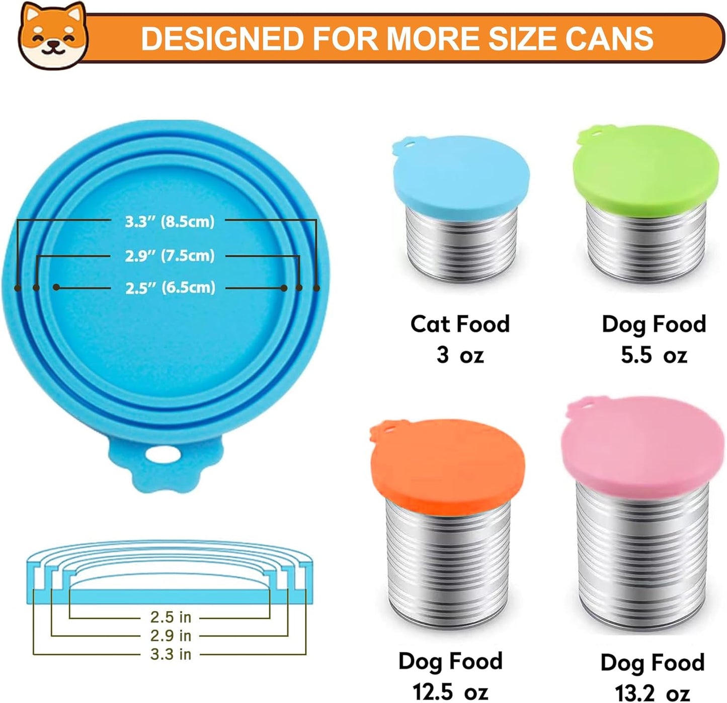 3 Pack Pet Food Can Covers, Silicone Universal Can Lids for Dog & Cat Food, BPA Free, One Fit Most Standard Size Can Lids Top Blue/Green/Red