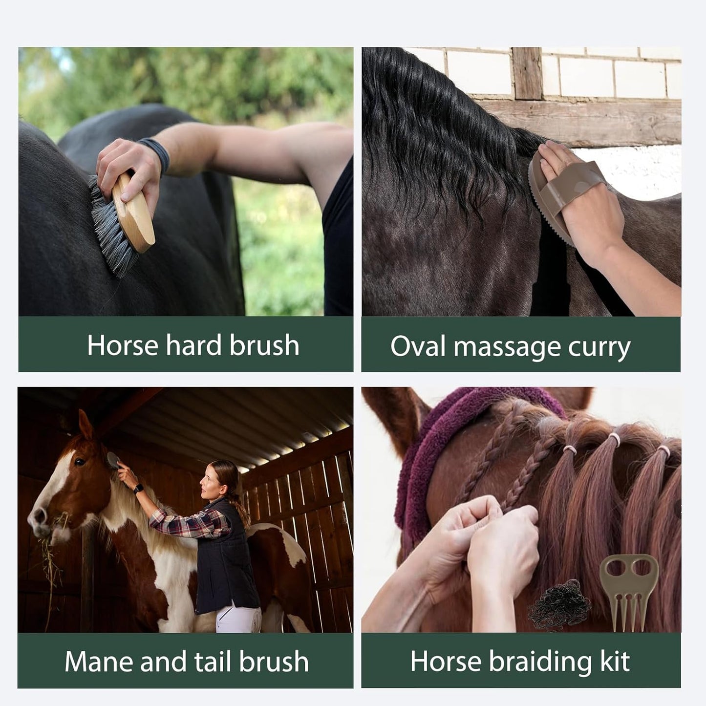 Horse Grooming Kit 13 Piece, Horse Brushes for Grooming Supplies Set with Organizer Bag, Horse Brush & Curry Comb for Effective Cleaning, Gift for Horses Riders Beginners