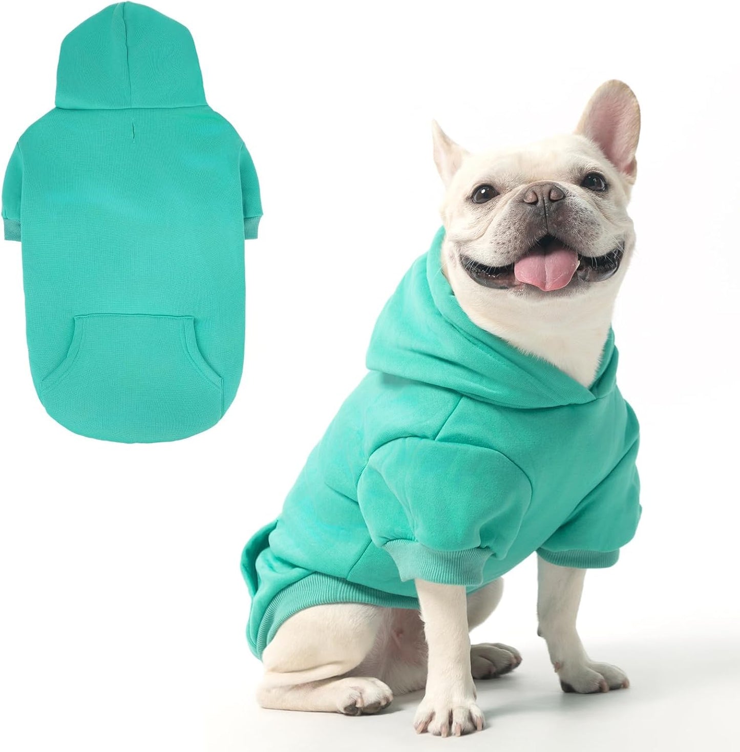 KOOLTAIL Basic Dog Hoodie - Soft and Warm Dog Hoodie Sweater with Leash Hole and Pocket, Dog Winter Coat, Cold Weather Clothes Sweatshirt for Small Medium Large Dogs Puppy Cat Boys Girls Lake Blue L
