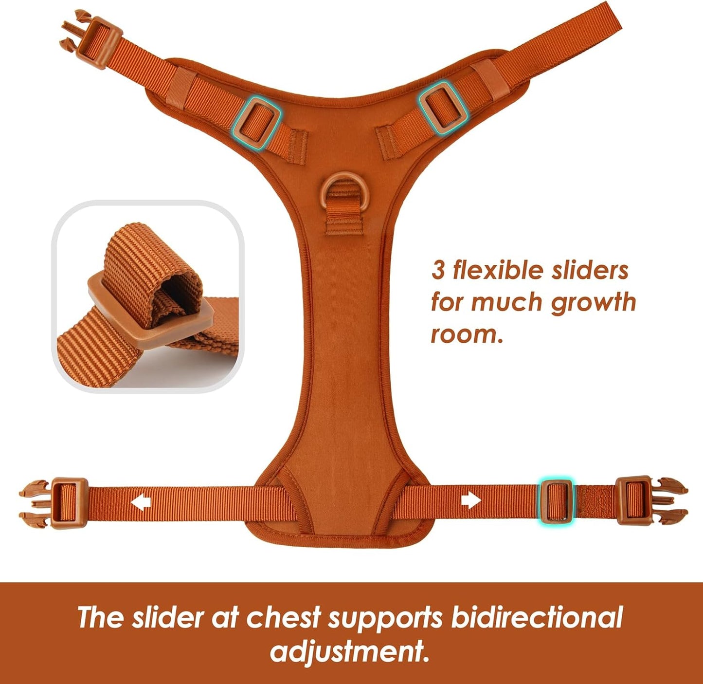 No Pull Dog Harness, Puppy Vest with Front Clip for Small Medium Large Sized Dog(Carmel Brown,M)