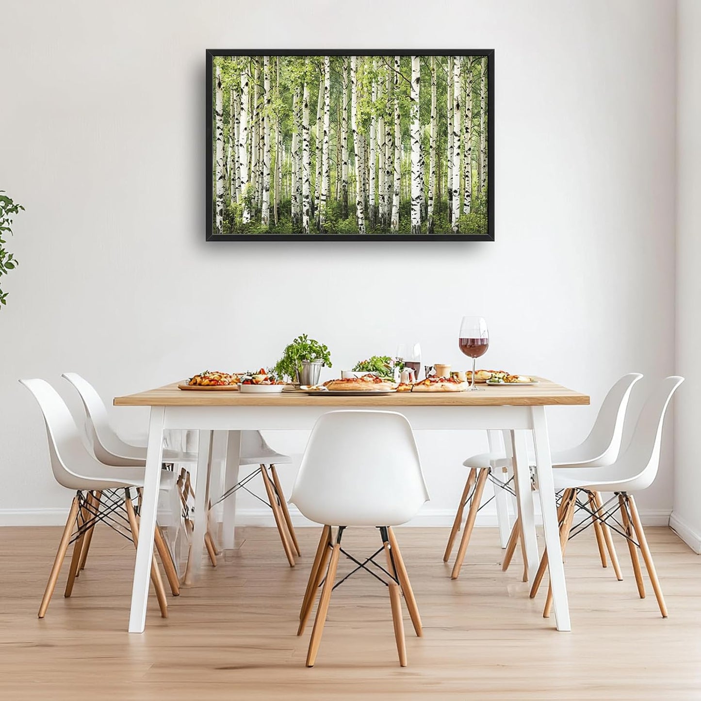 Extra Large Birch Tree Framed Wall Art for Living Room,Oversized Green Aspen Trees Forest Pictures Wall Decor,Canvas Print Painting Modern Artwork Bedroom Office Bathroom 36L" x 24W"