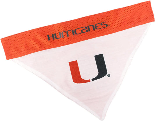 Pets First Collegiate Pet Accessories, Reversible Bandana, Miami Hurricanes, Large/X-Large