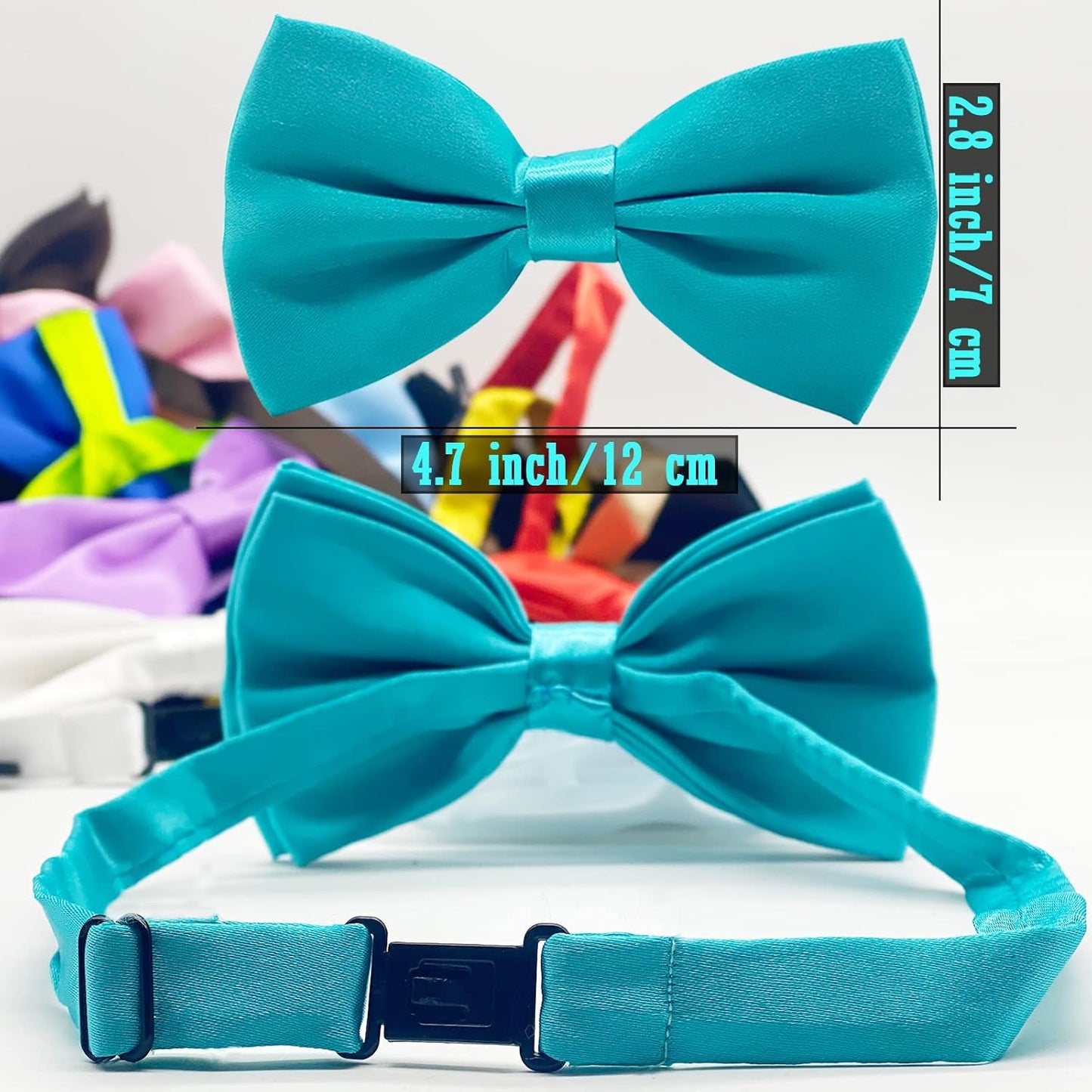Dog Collar Bowties - 20 PCS Birthday Gift Adjustable Pet Bow Ties for Boys Girls Puppy Cats Photography Grooming Multicolor Bows(Large)