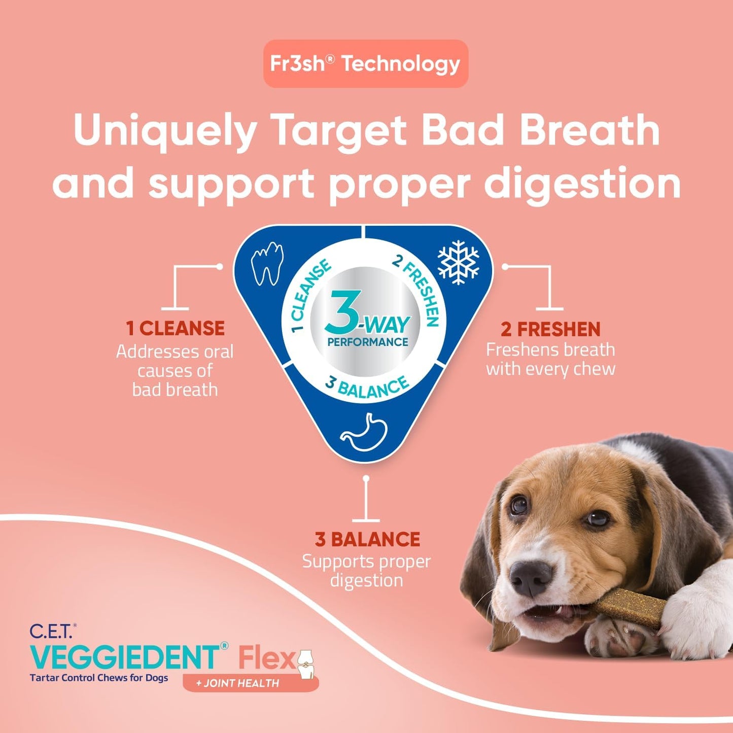 Virbac C.E.T. VEGGIEDENT Flex Tartar Control Chews for Dogs - Small
