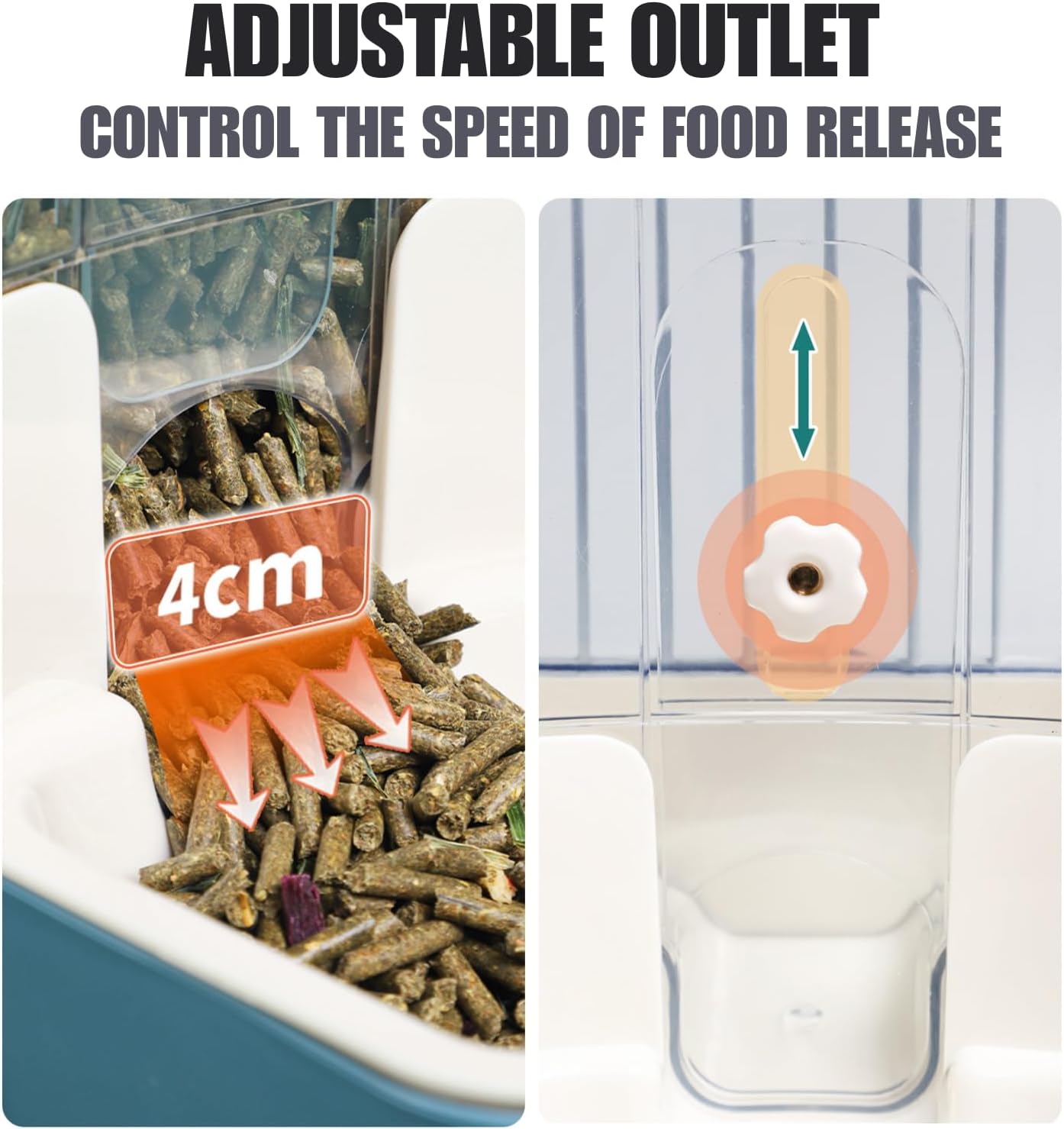 Automatic Pet Food Water Dispenser, Auto Gravity Pet Feeder Water Bottle Set for Crate, Feeding Station for Small Dog Cat Rabbit Guinea Pigs Chinchilla Ferret Hedgehog (Blue)