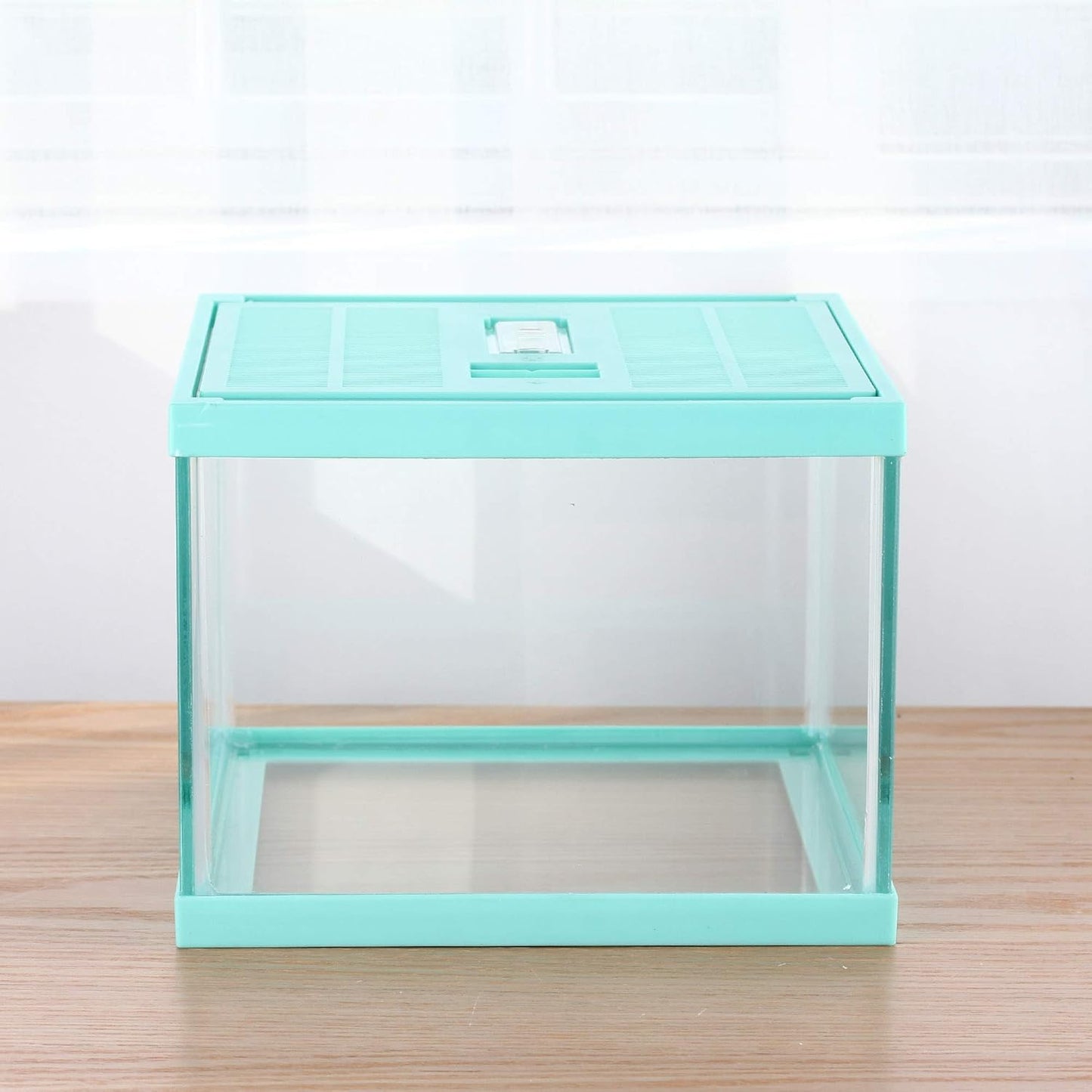 crapelles Reptile Terrarium Tank, Snail Jumping Spider Enclosure, Tarantula Insect Pet Box, Vivarium Tank for Hermit Crab Cricket Gecko Frog, Small Tortoise Habitat Cage (7.8x7.8x5.9 Inches) Green