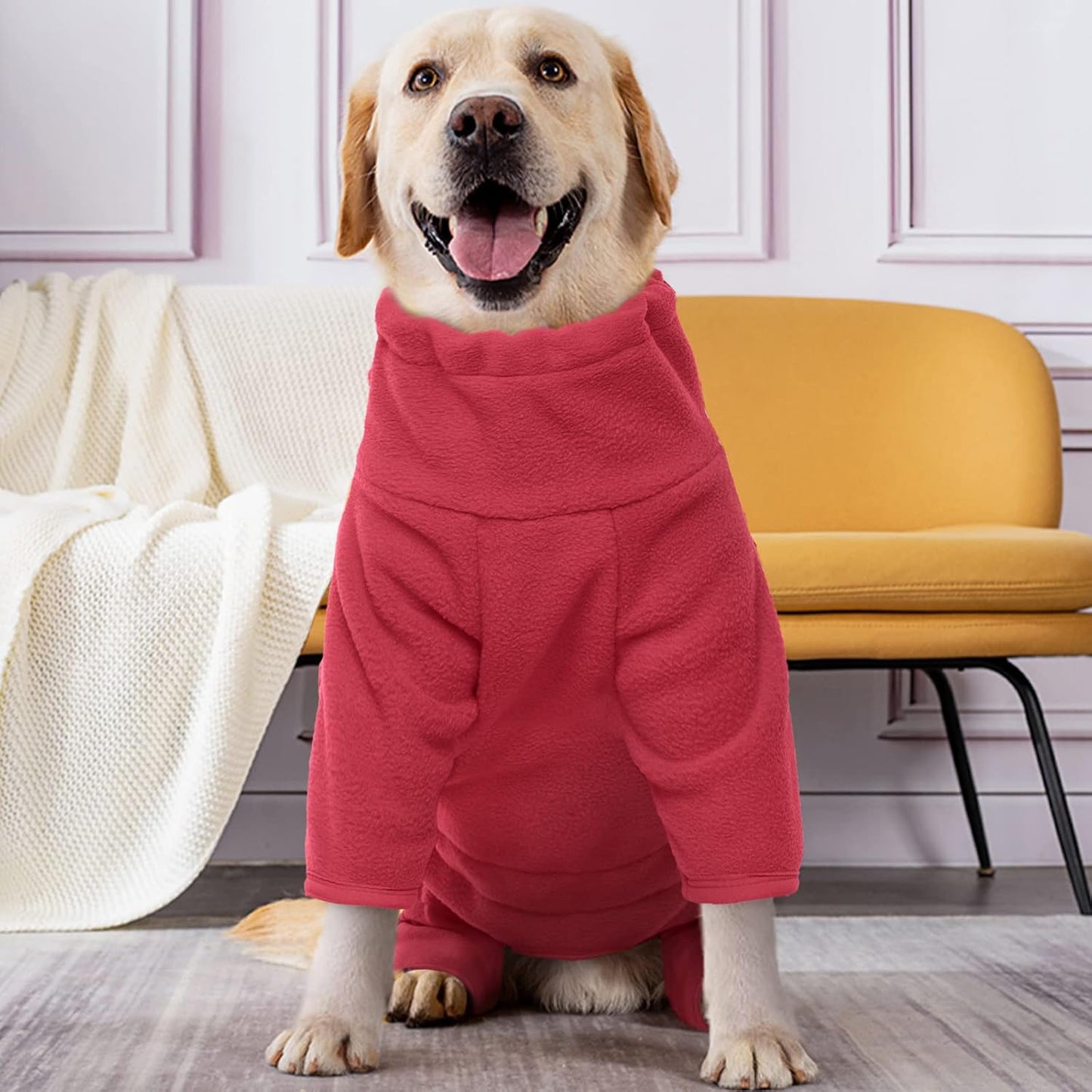 ROZKITCH Dog Pjs for Small Dogs, Pet Windproof Warm Cold Weather Jacket Vest Cozy Jumpsuit Apparel Outfit Clothes for Small Dog Walking Hiking Sleep Red 2XS