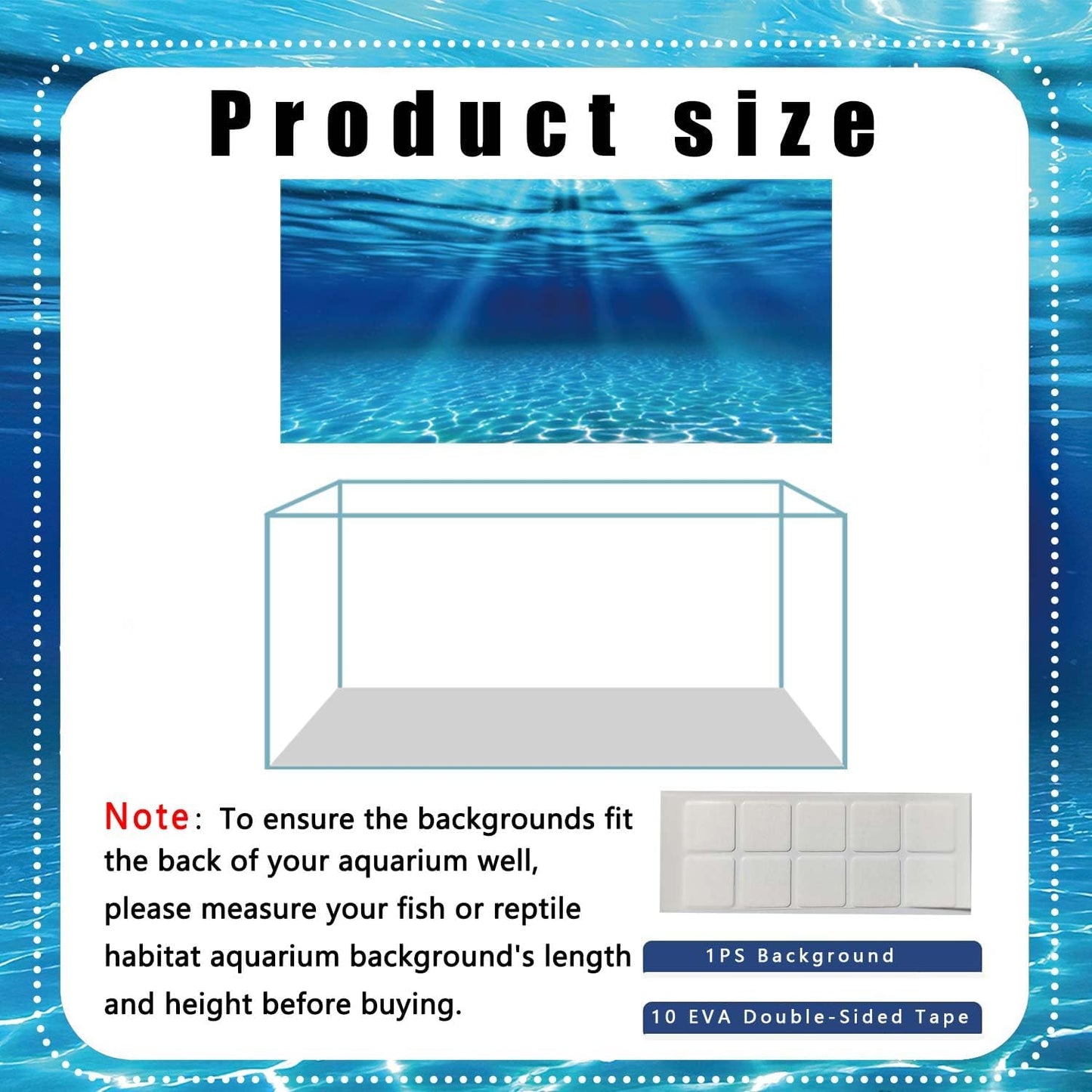 Natural Undersea Aquarium Background, Underwater Ocean Sunlight Fish Tank Background 36X20IN with 8 EVA Double-Sided Tape