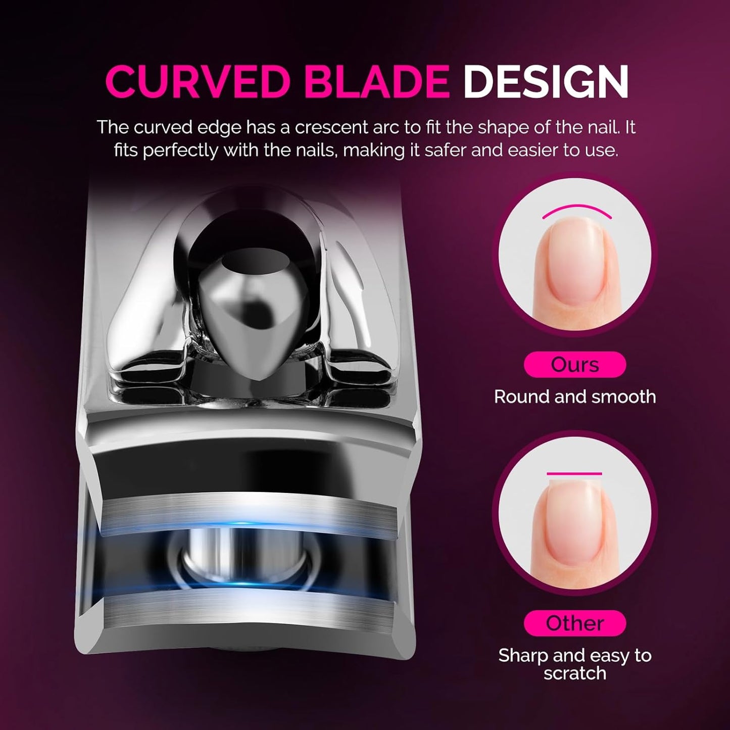 MelodySusie Nail Clippers Set, 2 in 1 Toenail Clippers Nail Clippers for Women, Ultra Sharp Stainless Steel Fingernail Nail Clippers for Men, Nail Cutter, Gifts for Women Men, Pink