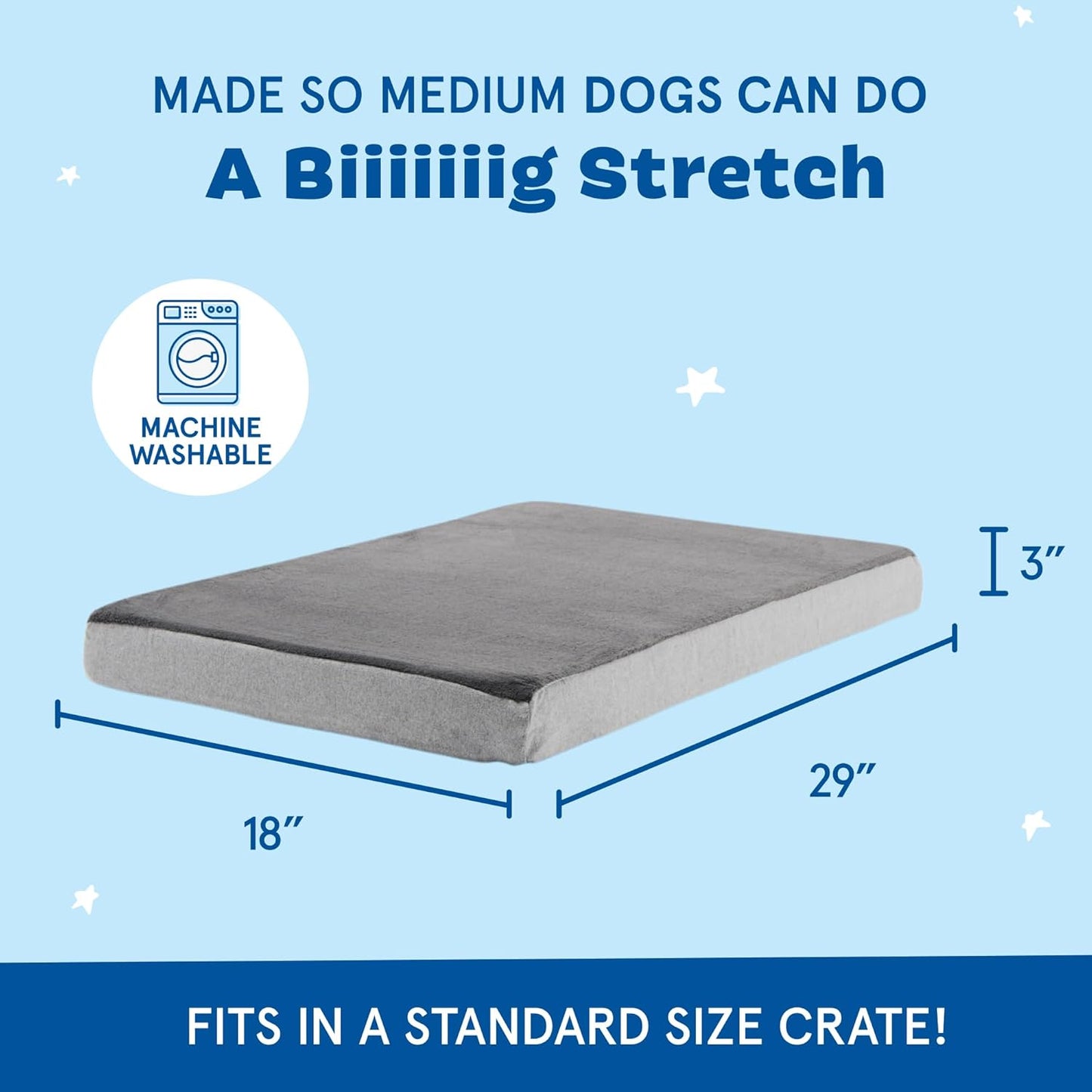 Barkbox Orthopedic Dog Bed with Memory Foam, Premium Comfort for Dogs and Puppies, Dog Beds for Joint Relief and Restful Sleep, Durable and Easy to Clean - Grey, Medium