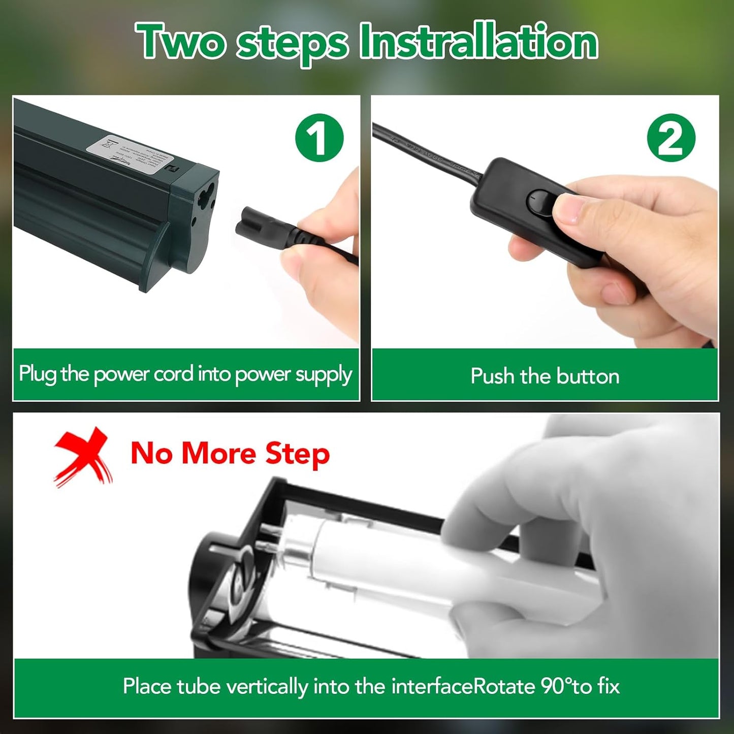 T5 Reptile Light Fixture Green Combo Kit 24W Light Fixture Reptile Terrarium Hood 10.0 UVB Light Bulb Fluorescent Tube Ideal for Tropical and Deserts Such as Bearded Dragon Lizards and Tortoises