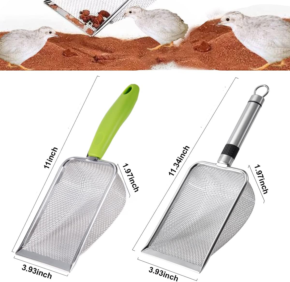 4PCS Reptile Scooper,Litter Cleaner Corner Scoop, Reptile Sand Fine Mesh,Cat Little Scoop, Bearded Dragon Sand Shovel,Pet Poo Shovel Scooper (4PCS Shovels)