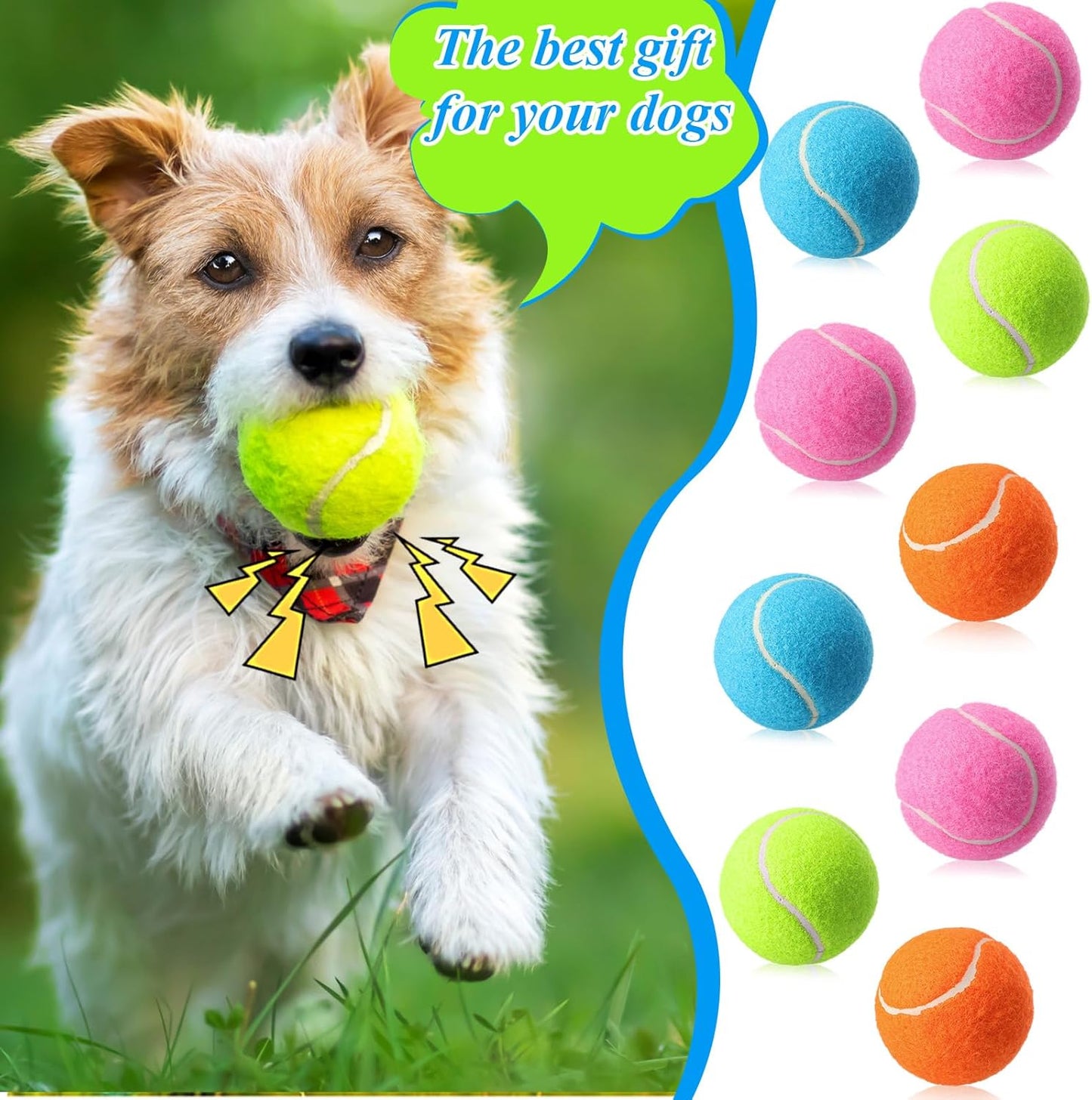Skylety 100 Pcs 2.5 inch Squeaky Tennis Balls Bulk for Dogs Bouncy Floatable Tennis Balls Dog Playing Supplies Training Interactive Fetch Toys for Small Medium Puppy Exercise and Practice (Multicolor)