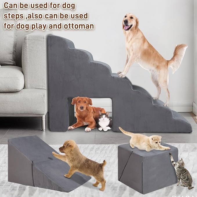 Dog Stairs & Steps for High Beds 30-36 inches High Tall for Large Medium Dogs, LitaiL 30inch 7 Steps Pet Stairs/Steps for High Beds,llDogs, Non-Slip Dog Ramps for Small Dogs and Cats