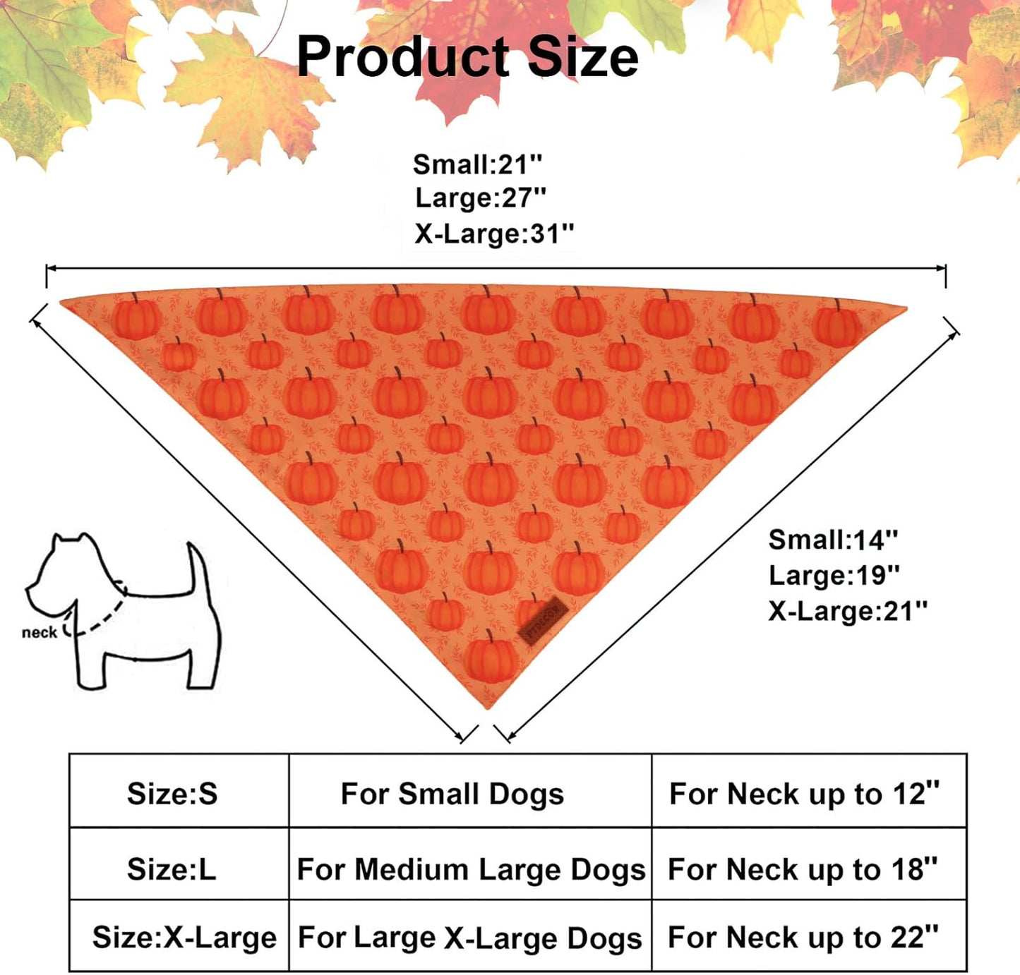 PTDECOR Thanksgiving Fall Dog Bandanas, Orange White Reversible Holiday Pet Scarf, Happy Thanksgiving Pumpkin Triangle Thanksgiving Bandanas for Small Dogs Puppies Cats(Small)