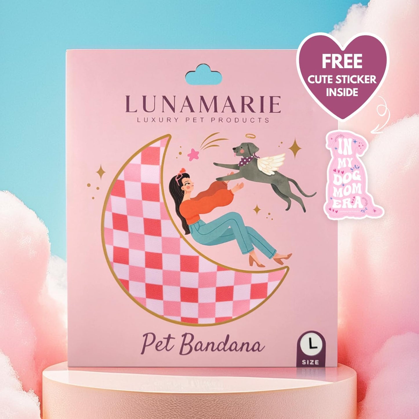 LunaMarie - Luxury Pet Birthday Bandanas -Premium & Silky Poly Fabric | 100% Handmade | Custom Shape Dual Layered (Rebel, X-Small)