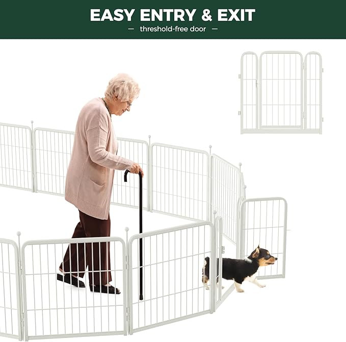 FXW Rollick Unleashed Dog Playpen for Indoor, Yard, RV Camping, 24 inch 8 Panels for Small and Puppy Dogs, White│Patented