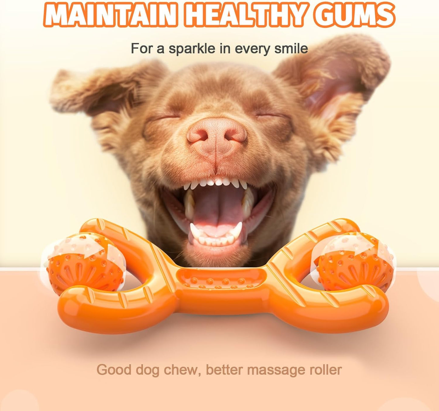 Indestructible Dog Toys for Aggressive Chewers - Heavy Duty Chew Proof Durable Toy for Large Breed Dogs, Interactive Tough Nylon Bone for Boredom Relief & Mental Stimulation,Orange