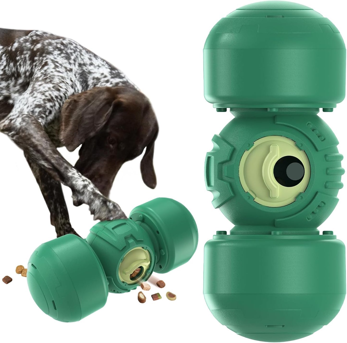 KADTC Dog Treat Dispener Toys Rolling Giggling Indestructible Puzzle Feeder Toy Adjustable Food Dispensing Speed for Medium/Large Aggressive Chewers Breed