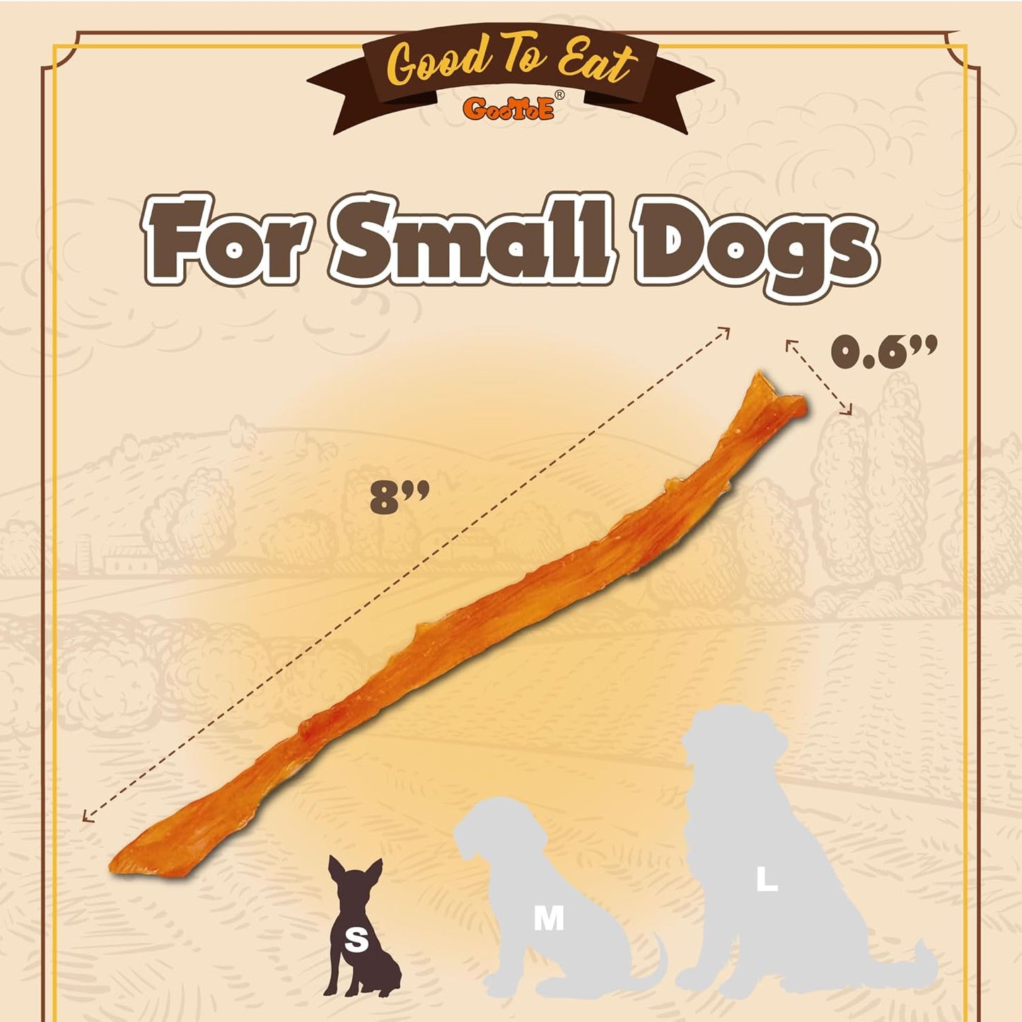 Gootoe Turkey Tendons for Dogs – All-Natural, Hypoallergenic Dog Treats, Rawhide Alternative, Long Lasting Puppy Chews, Healthy Dog Treats for Small Breeds, Strips, 16 oz Pack (1 lb)