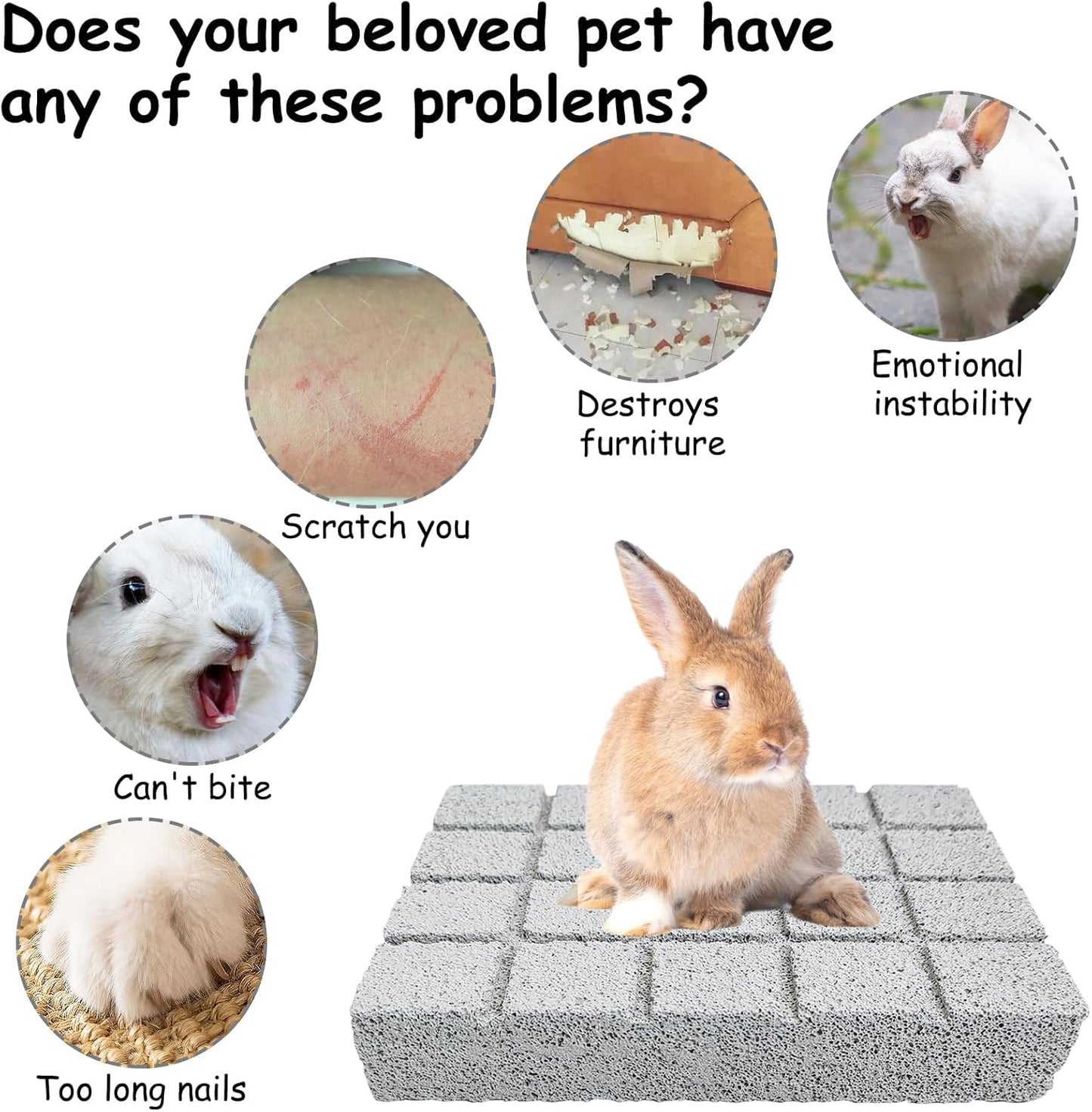 Hamiledyi 8PCS Rabbit Scratching Pads Bunny Lava Grinding Claw Pads Small Animal Foot Pads Hamster Scratch Board Chew Toys for Gerbil Chinchilla Hedgehog Guinea Pig Cage Accessories