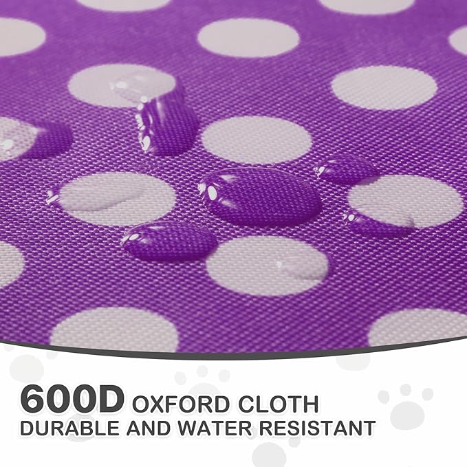 MoNiBloom 4 Wheels Pet Stroller, Easy-Fold Umbrella Shaped Dog Cat Jogger Stroller w/Storage Bag & Visible Mesh for Small/Medium Dogs Cats Purple Polka Dots