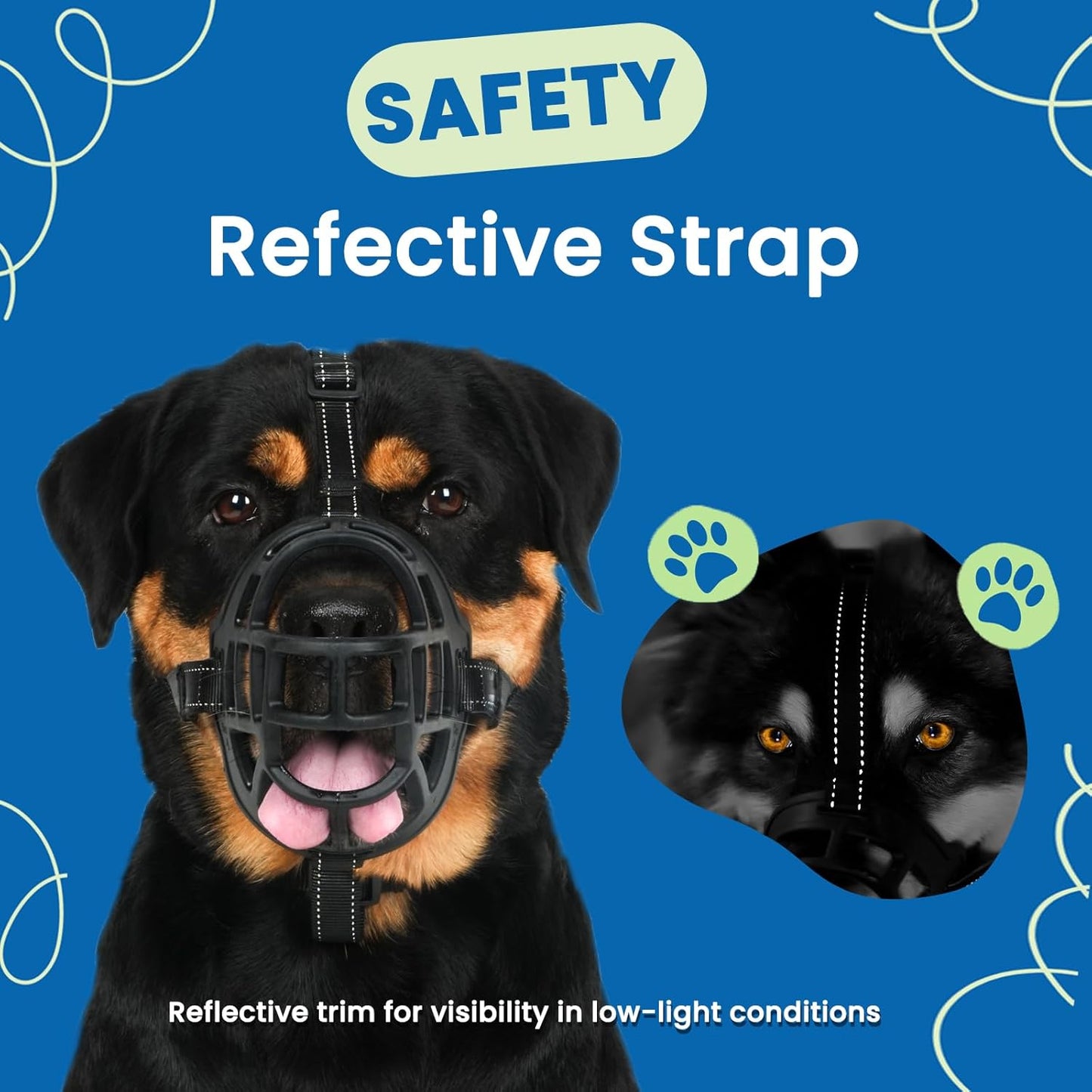 BARKLESS Dog Muzzle, Soft Basket Silicone Muzzle for Dogs to Prevent Biting and Chewing, Breathable Cage Mouth Cover for Training, Allows Drinking and Panting, Used with Collar