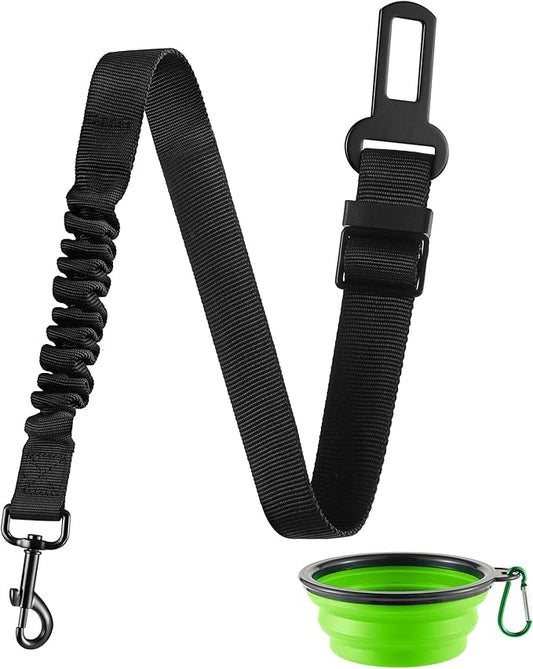 LivTee Dog Seat Belt for Car, Retractable Pet Safety Harness, Adjustable Nylon Dog Seatbelt Leash, Comfortable Dog Accessories for Vehicles (Black-1PCS)