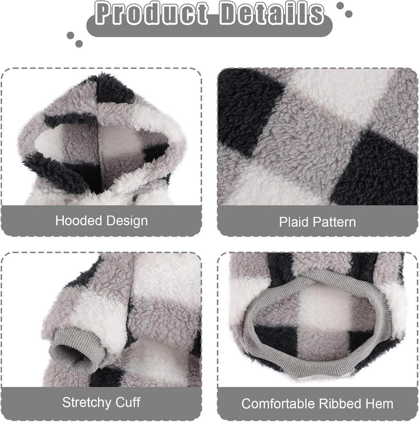 Small Dog Sweater for Dogs Hoodies, Winter Clothes Boy Girl Male Female, Warm XS Fleece Hoodies Pet Coat Apparel Outfit(XS, Black)