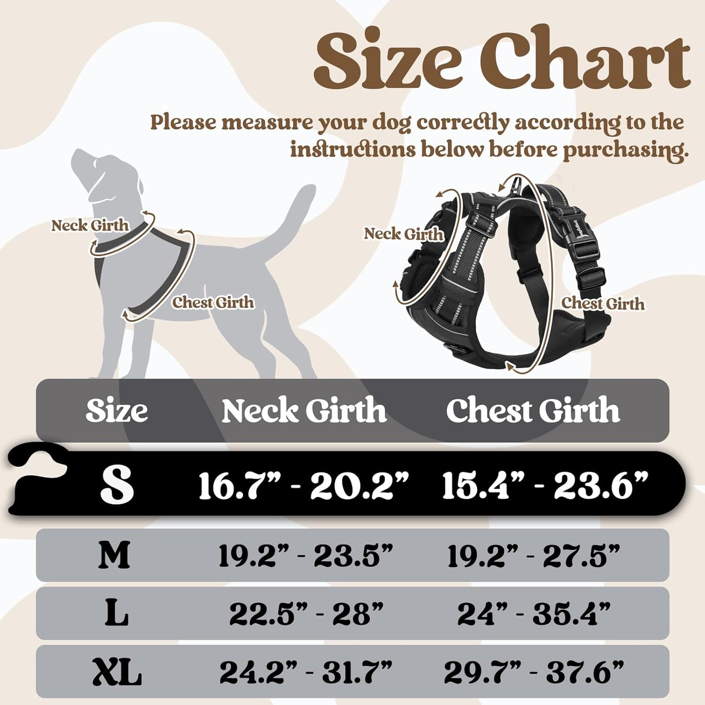 rabbitgoo Dog Harness Small Sized, No Pull Pet Harness with 3 Buckles, Adjustable Soft Padded Vest with Control Handle, Walking Reflective Pet Vest for Small Dogs, Black, S