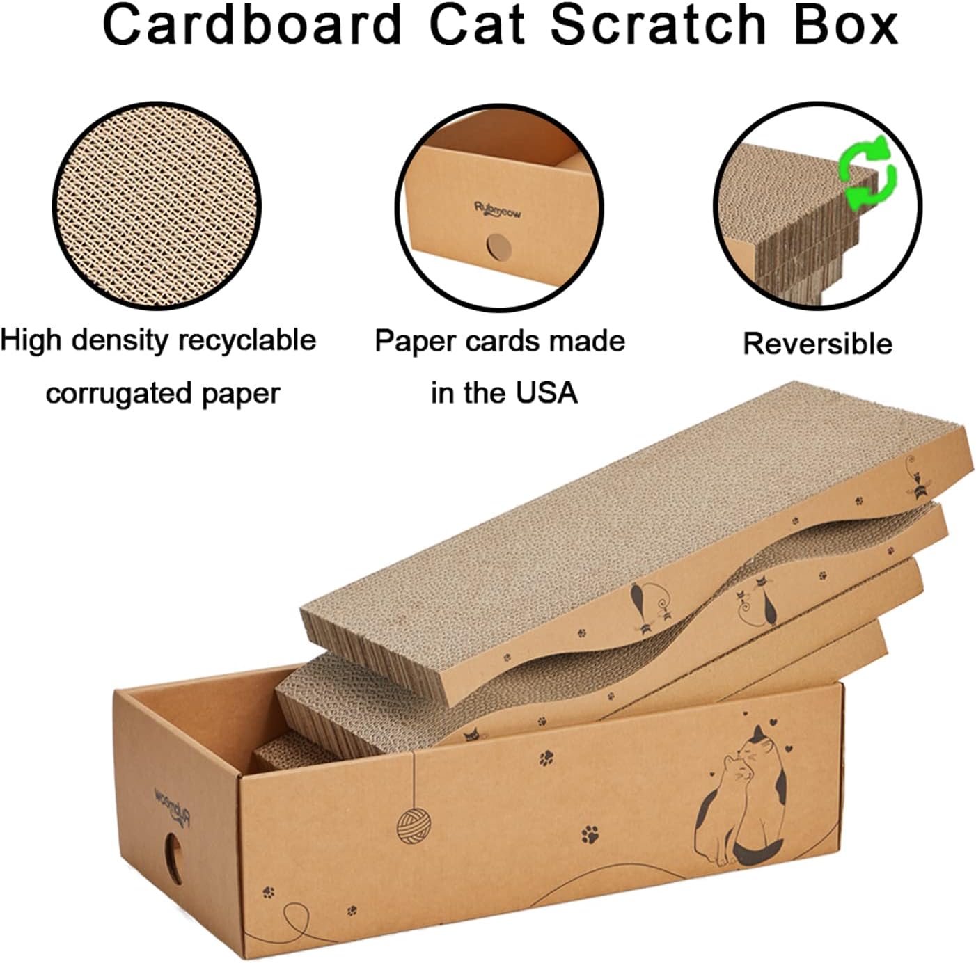 Cat Scratcher Cardboard Pad Scratch Box,4pcs Scratching Board for Indoor Cats,Reversible Durable with Catnip