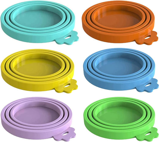 WANBAO 6 Pcs Food Can Lids Pet Can Covers for All Standard Size Dog and Cat Food Can Lids, Mix Color Light Blue, Light Green