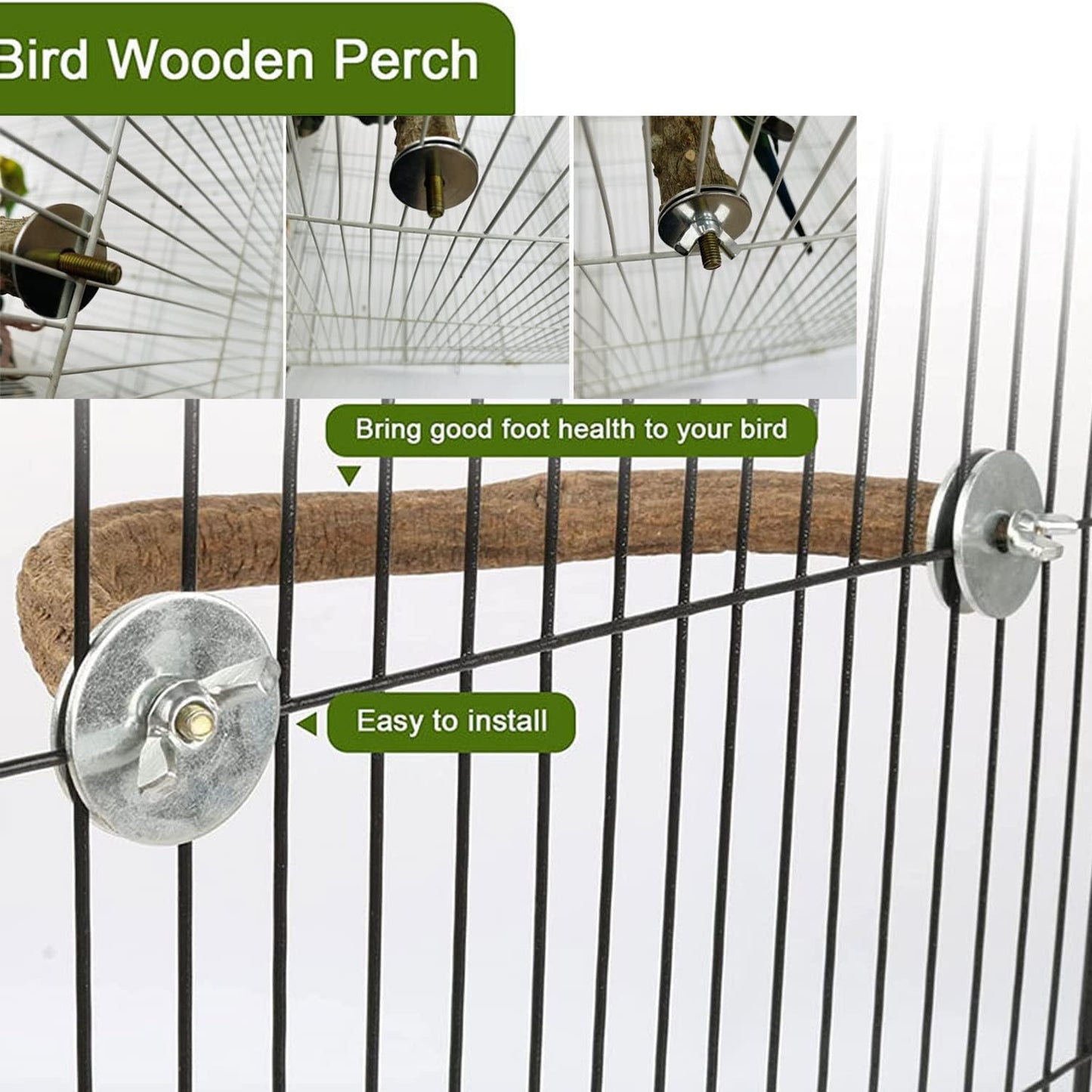 Allazone Bird Natural Wood Stand Perch Swing U Shape Natural Parrot Perch Bird Stand Pole for Parakeet, Conure, Cockatiel, Budgie, Lovebirds