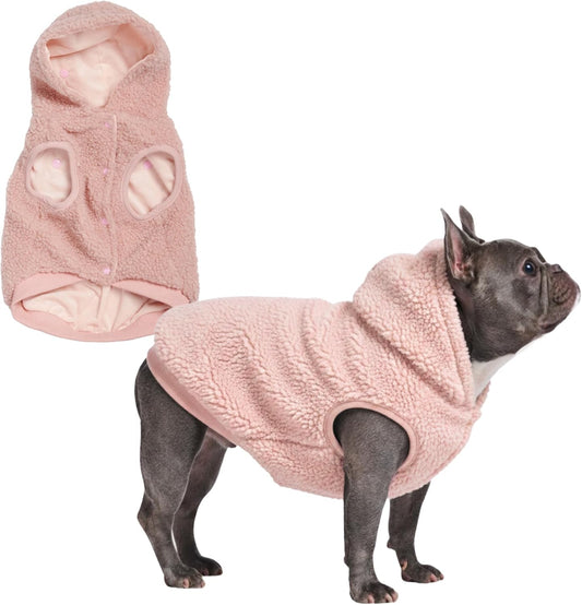 Spark Paws Teddy Dog Sweater, Sherpa Jacket Vest with Warm Fleece Lining, Winter Coat Suitable for Small Medium Large XL XXL Breeds - Pink - L
