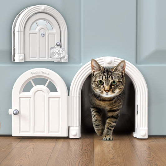 Meow Manor® Cat Door Interior Door - No-Flap, Interior Cat Door for Cats Up to 20 lbs, Easy DIY Setup, Secured Installation in Minutes, No Training Needed…