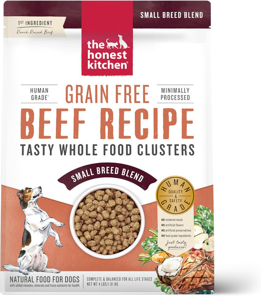 The Honest Kitchen Whole Food Clusters Small Breed Grain Free Beef Dry Dog Food, 4 lb Bag