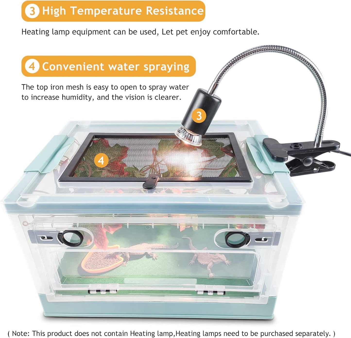 Travel Portable Foldable Terrarium Kits for Reptiles -Heat-Resistant Material, Easy to Move with Wheels, Includes Plant, Feeding Bowl, and Carpet for Snakes, Lizards, Tortoises, and Leopard
