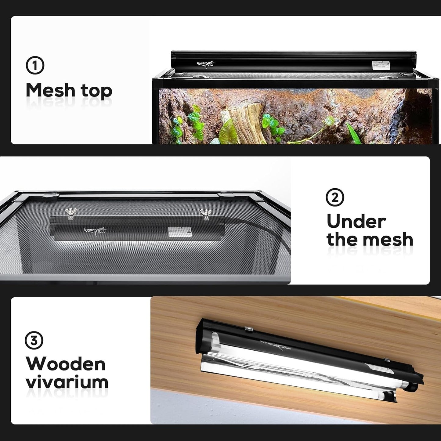 T5 Reptile Light Fixture Combo Kit 8W Light Fixture Reptile Terrarium Hood 10.0 UVB Light Bulb Fluorescent Tube Ideal for Tropical and Deserts Such as Bearded Dragon Lizards and Tortoises